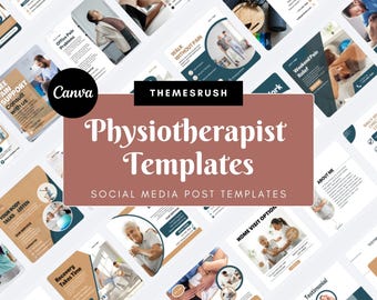 Physiotherapist Social Media Templates – 40 Editable Canva Designs for Instagram & Facebook (Square, Digital Download)