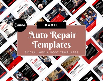 Auto Repair Social Media Templates – 40 Canva Designs for Instagram & Facebook (Square, Digital Download)