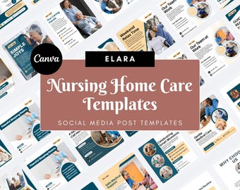 Nursing Homecare Social Media Templates – 40 Canva Designs for Instagram & Facebook (Square, Digital Download)