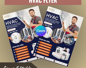 HVAC Service Flyer - Bearbeitbare Canva-Vorlage (A4 & US Letter Size, digitaler Download)