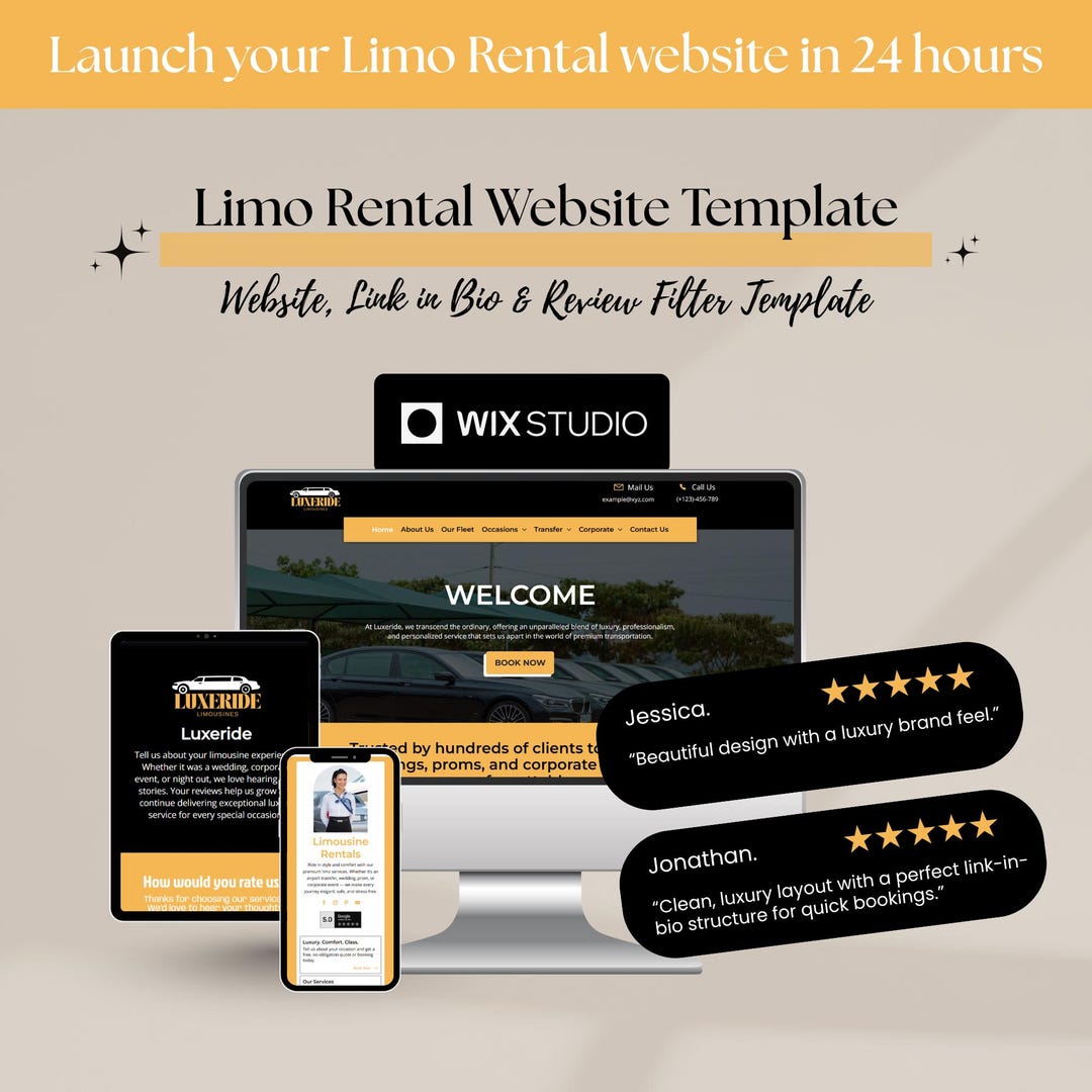 Limo Rental Wix Studio Template for Chauffeur, Airport Transfer & Car ...