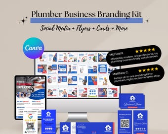 Plumber Social Media Branding Kit | Canva Templates for Plumbing Businesses & Repair Services