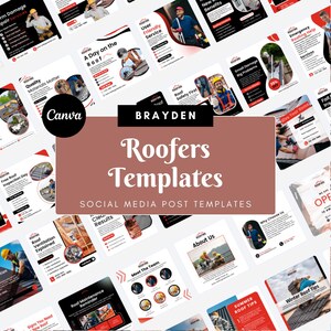 Social-Media-Vorlagen für Dachdecker – 40 Canva-Designs für Instagram & Facebook (Quadratisch, Digitaler Download)