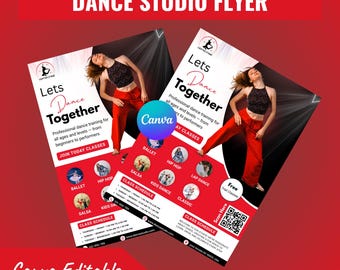 Flyer du studio de danse - Modèle de toile modifiable (format A4 et lettre US, téléchargement numérique)
