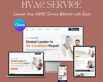HVAC-websitesjabloon: binnen enkele minuten klaar voor lancering met eenvoudige Canva-aanpassing