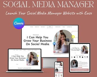 Social Media Manager Canva Website Template - Ready to Launch in Minutes with Easy Customization