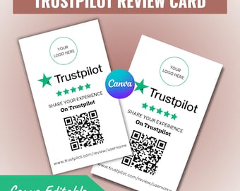Trustpilot Review Cards - Editable Canva Template (50x85 mm) Digital Download