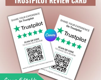 Trustpilot Review Card - Editable Canva Template 50x85 mm (Digital Download)