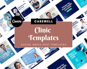 Healthcare Clinic Social Media Templates – 40 Editable Canva Designs for Instagram & Facebook (Square)
