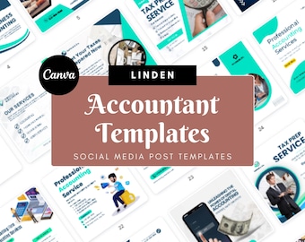 Accountant Social Media Templates – 40 Editable Canva Designs for Instagram & Facebook (Square, Digital Download)