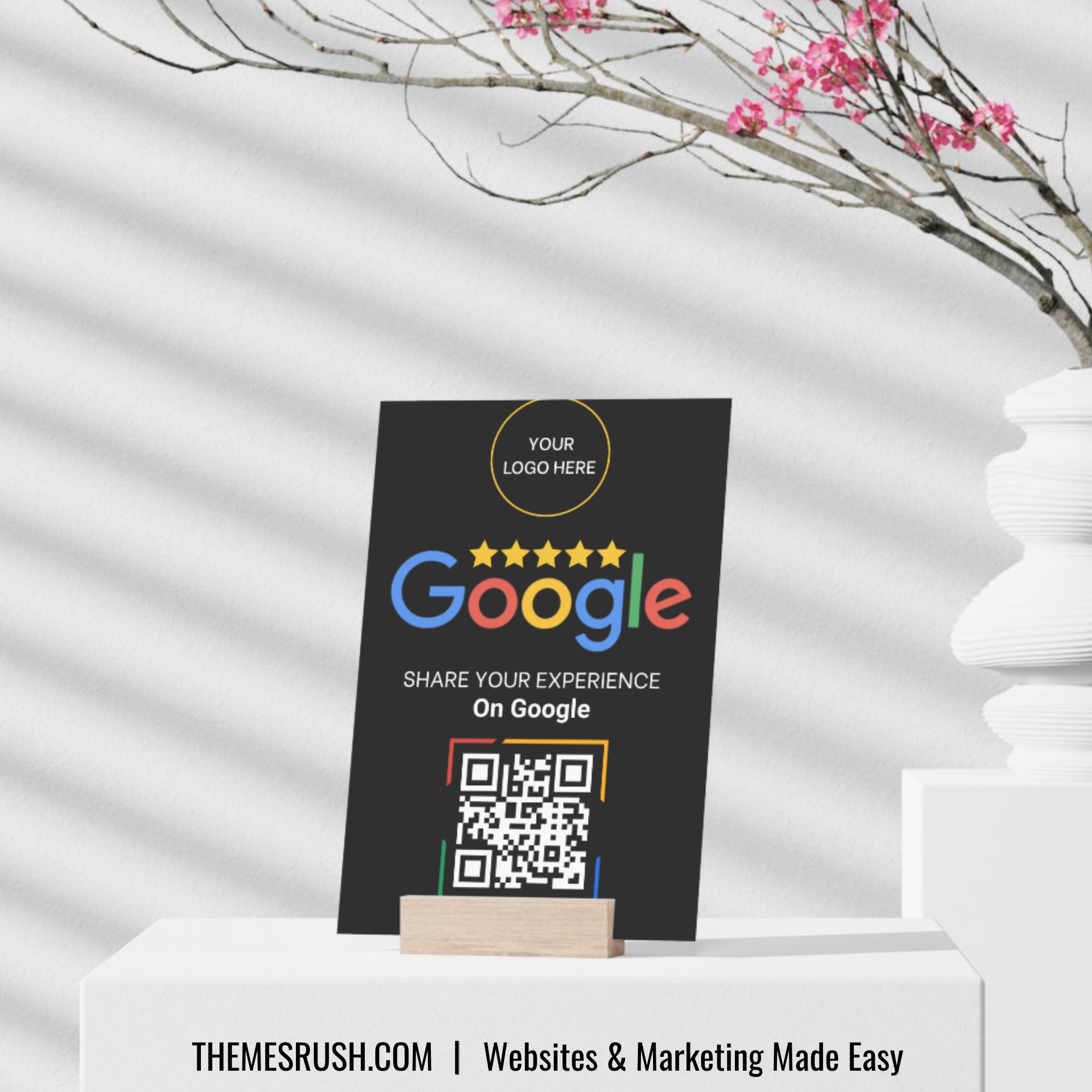 Google Review Card – Editable QR Code Feedback & Rating Sign (canva ...