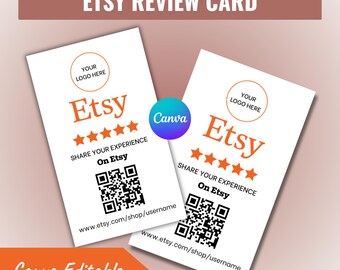 Etsy Review Card - QR Code Feedback Sign (Canva Editable, Printable Card)