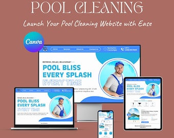 Pool Cleaning Canva Website Template – Ready to Launch in Minutes with Easy Customization