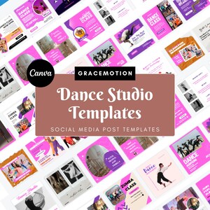 Sjablonen voor sociale media van Dance Studio – 40 canva-ontwerpen voor Instagram en Facebook (vierkant, digitale download)