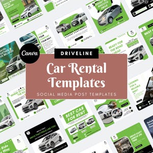 Car Rental Social Media Templates – 40 Canva Designs for Instagram & Facebook (Square, Digital Download)