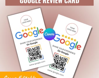 Google Review Card - Editable Minimalist QR Code Sign Digital Download (50x85 mm)