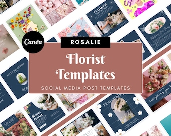 Florist Shop Social Media Templates – 40 Canva Designs for Instagram & Facebook (Square, Digital Download)