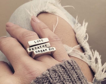 Personalized Sterling Silver mantra rings