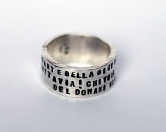 unisex personalized silver stamped men women ring