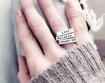 Personalized Sterling Silver mantra rings