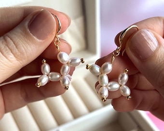 Pearl Balloon Dog Earrings: 18K Gold-Plated Whimsical Jewelry