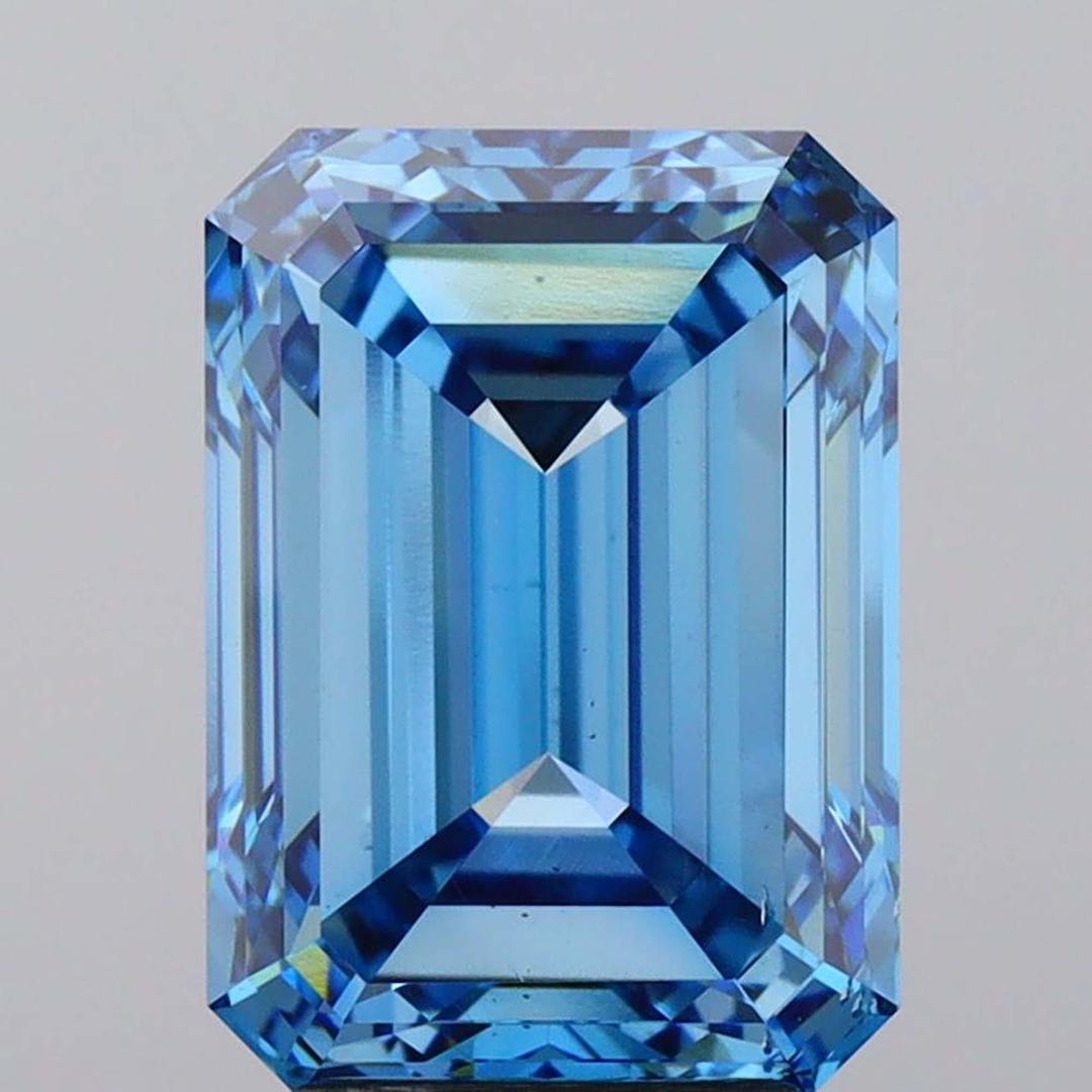 5.50 CT Emerald Cut Vivid Blue Lab Diamond IGI, VS2 - Etsy