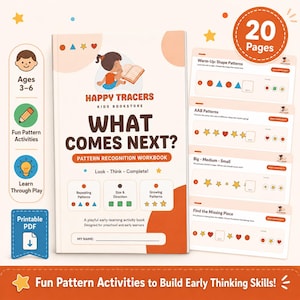 Schede di esercizi sui modelli per bambini / 20 pagine stampabili per la scuola materna / Attività di riconoscimento dei modelli / Età 3-6 anni