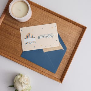 Cartão de aniversário frente e verso para impressão, cartão de aniversário de gato engraçado para amigo, mãe, pai, download digital 5x7 cartão de felicitações com envelope