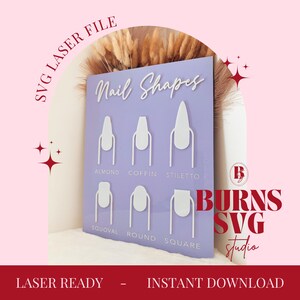 Nail shape plaque laser file, svg file, laser cut file, glow forge, nail salon