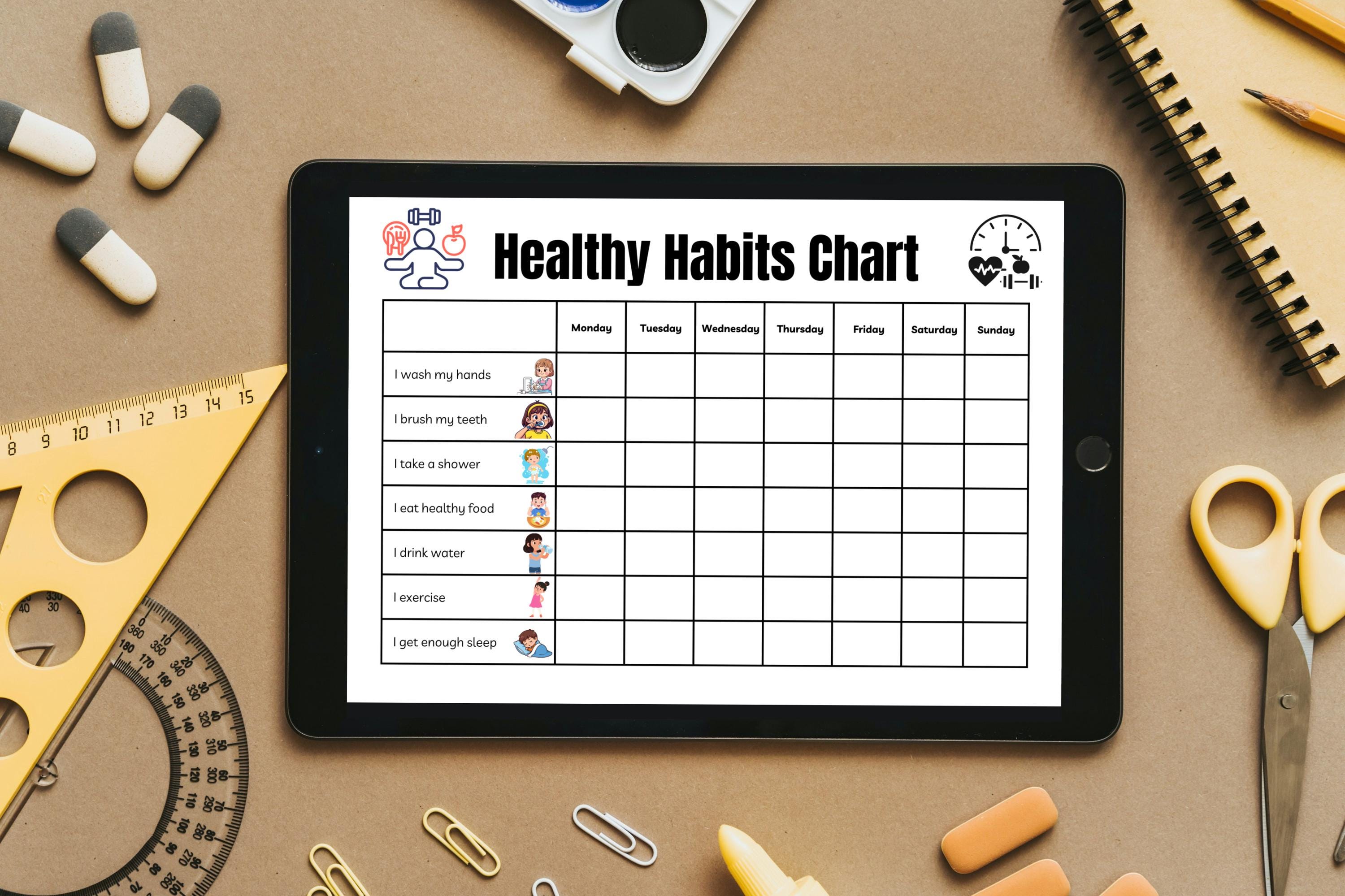 Kids Daily Routine Chart | Montessori Healthy Habits Tracker (PDF ...