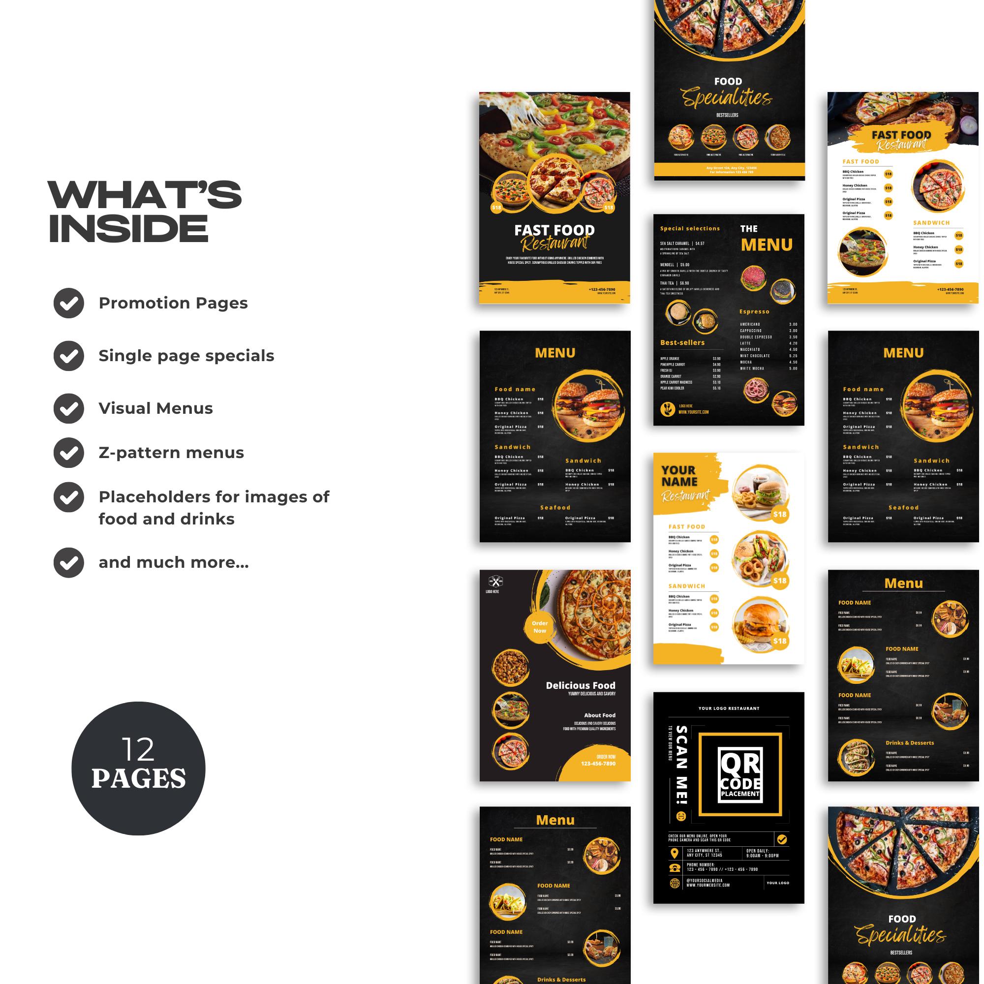 Editable Canva Menu Template for Bars, Restaurants - Modern & Stylish ...