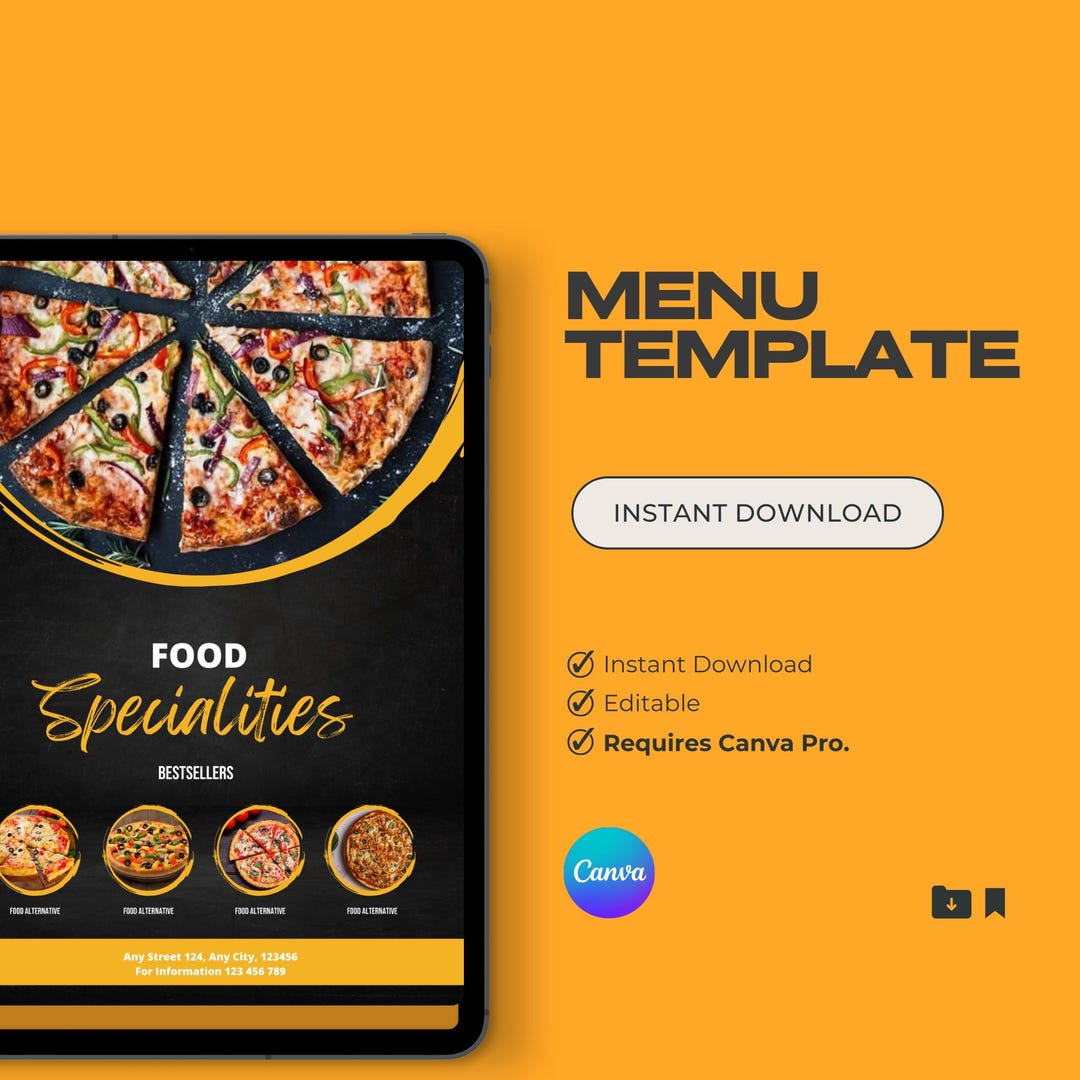 Editable Canva Menu Template for Bars, Restaurants - Modern & Stylish ...