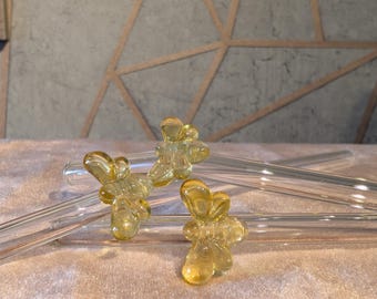 Glass straw bee - reusable - glass straw