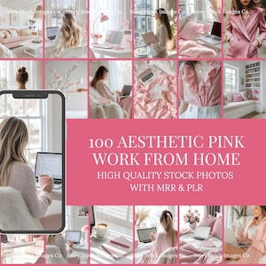 Anonieme werk vanuit huis roze stockfoto&#39;s PLR MRR | Esthetische digitale marketinglevensstijl Stockafbeeldingen | Roze Instagram-rollen | Gedaan voor jou