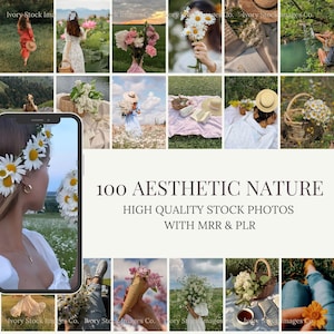 Nature Aesthetic Stock Photo Bundle | MRR PLR | 100 High Quality Nature Images for Instagram, Faceless Digital Marketing & Branding.