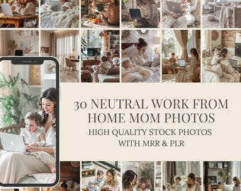 Work From Home Mom Stock Photos. 30 Neutral Faceless Digital Marketing Motherhood Images.