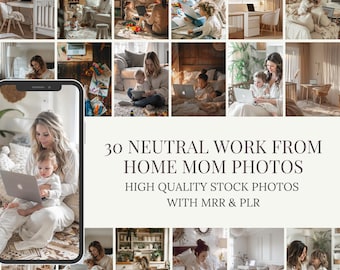 Work From Home Mom Stock Photos. 30 Neutral Faceless Marketing Images for Social Media.