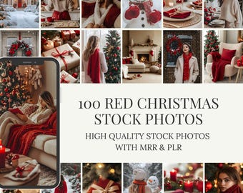 Red Christmas Stock Photos: Holiday Marketing Images (Digital Download, PLR MRR)
