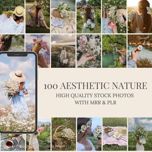 Nature Aesthetic Faceless Marketing Bundle | MRR PLR | 100 Nature Stock Photos for Instagram Posts Reels | Master Resell Rights Stock Images