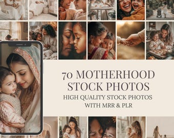 Motherhood Stock Photo Bundle. 70 Melanin Mom and Child Lifestyle Images with Resell Rights.
