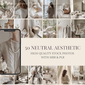 Faceless Stock Photos Beige for Digital Marketing | Master Resell Rights | Aesthetic Content | 50 Social Media Images | PLR Digital Products