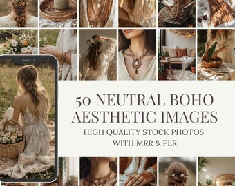 Boho Stockfoto's | Neutraal, MRR PLR (digitale download)