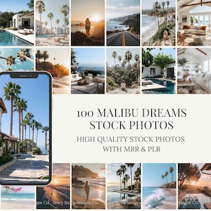Foto stock di Coastal Vibes / Immagini estetiche di spiagge / Sogni di Malibu / Contenuti di marketing digitale senza volto per Instagram / PLR MRR