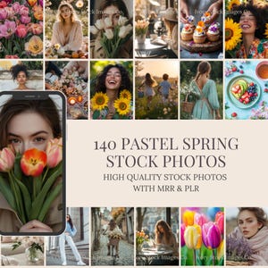 Spring Aesthetic Stock Photos | MRR PLR | Instagram Faceless Marketing | Pastel Spring Stock Images | Cottagecore Aesthetic Lifestyle Photos