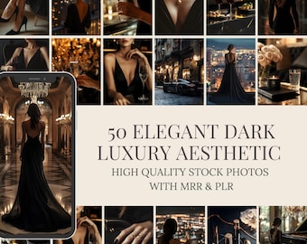 Dark Luxury Stock Photos: 50 Elegant Images, MRR PLR (Digital Download)