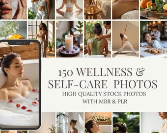 Wellness Stock Photos | 150 Self-Care Images, MRR PLR (Digital Download)