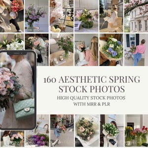 Spring Aesthetic Stock Photos MRR PLR | Faceless Marketing Spring Photography | Feminine Floral Images | Social Media & Instagram Content.