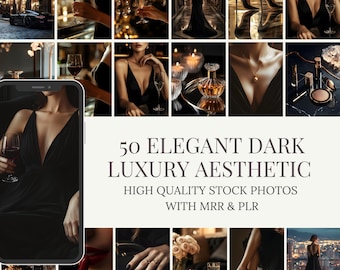 Dark Luxury Stock Photos: 50 Elegant Faceless Images (MRR & PLR)