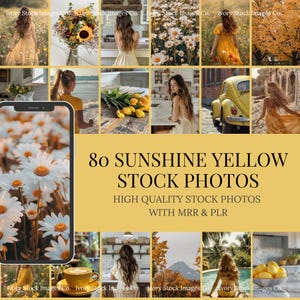 Yellow Aesthetic Stock Photos | MRR PLR | 80 Sunshine Yellow Faceless Digital Marketing Photos | Golden Yellow Images | Instagram Reel Cover