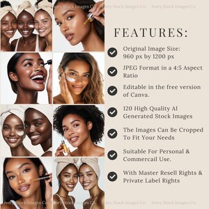 Peut inclure: Un collage d'images mettant en sc&egrave;ne des femmes diverses appliquant des produits de soin de la peau. Les images mettent en &eacute;vidence l'utilisation de s&eacute;rums, de patchs pour les yeux et de cr&egrave;mes hydratantes. Le texte superpos&eacute; d&eacute;crit les caract&eacute;ristiques des images, notamment la taille, le format et les droits d'utilisation.
